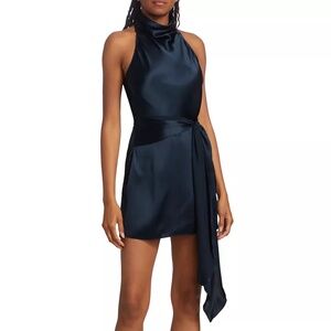 Amanda Prichard Sandrine Silk Halter Dress in Ink Silk